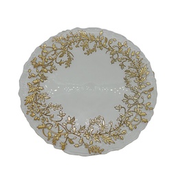 [831-K008-2502] ^Miro Decorative Plate 13 In. White/ Gold