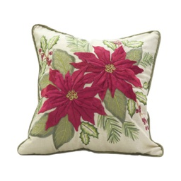 [831-TQ01-2401] Miro Holiday Throw Pillow Poinsettia 40cm White/ Red/ Green