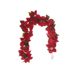 [831-MX2467-2423A] ^Miro Poinsettia Garland 145cm Red