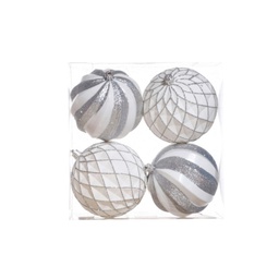 [831-239-2430Z17] Miro Holiday Ornaments, Silver/White - Set of 4