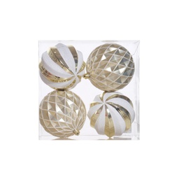 [831-239-2430CH] Miro Holiday Ornaments, Champagne/White - Set of 4