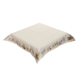 [831-XMFE28-2512F] ^Miro Placemat and Table Cloth Set, Berry 69 In., White/ Red