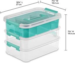 [14138606] Sterilite Stack &amp; Carry 3-Layer Handle Box &amp; Tray, Clear/ Turquoise