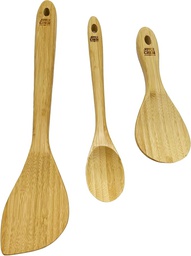 [J33-2018] Joyce Chen Burnished Bamboo Wok Utensils, 3-Piece Stir Fry Set
