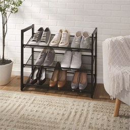 [N40-103] Nautica 3-Tier Shoe Rack, Black