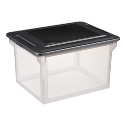 [18689004] Sterilite File Box, Clear Plastic Bin with Black Lid