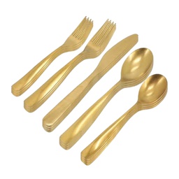 [141503.2] Gibson Home Hulton 20 Piece Flatware Set, Matte Gold Stainless Steel
