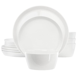 [144625.12] Martha Stewart Selma 12 Piece Fine Ceramic Dinnerware Set, White
