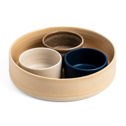 [145199.04] Hy-Vee Seasons 4 Piece Serving Bowl Set Reactive Glaze, Assorted Colours