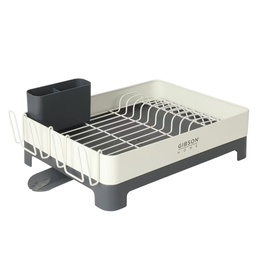 [149511.01] Gibson Home Nestcraft Dish Rack with Drain Board &amp; Flatware Caddy, Rust Resistant, White
