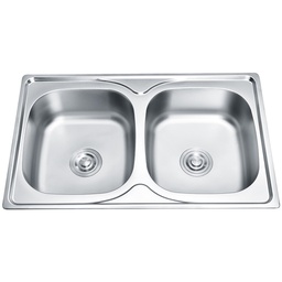 [7843D / RHTDBKS34166] Royal Homes Double Bowl Sink, 30.7 In. x 16.9 In. x 7.1 In., Stainless Steel