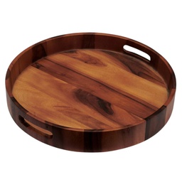 [N43-136-ACAC] Nautica Home Acacia Round Serving Tray with Handles