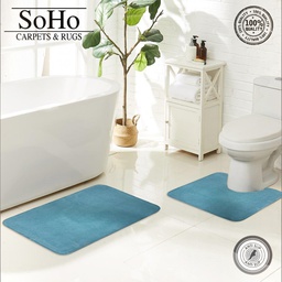 [WF-POP-2PCAQU] SoHo Carpets Memory Foam Bath Mat Set, Aqua (2-Piece Set)
