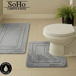[ARIZO-2PC-SML-SLV] SoHo Carpets Bath Mats, Silver (2-Piece Set)