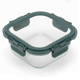 [750-02364] Windrose Glass Food Container Square 500ml, Green