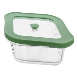 [750-DBE-04032] Windrose Glass Food Container Diamond 670ml Green