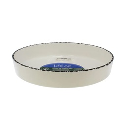 [705-04300] Life Art Porcelain Bakeware Oval Cream/ Black