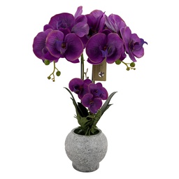 [718-DBE04827] Decore Artificial Orchid in Cement Pot 52cm Pink