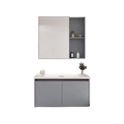 [P0190-TDFC049-2-60] Bahit Bathroom Vanity with Mirror Cabinet 60x47x43cm Dark Gray