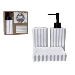 [734-2403625] Pacific Club 3pc Ceramic Bath Accessory Set, White