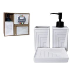 [734-2403624] Pacific Club 3pc Ceramic Bath Accessory Set, White