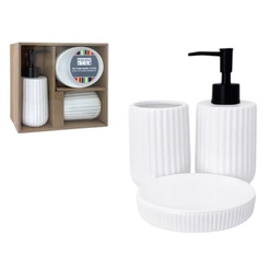 [734-2403623] Pacific Club 3pc Ceramic Bath Accessory Set, White
