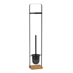 [734-1450248] Spa Collection Toilet Brush with Toilet Paper Holder, Black