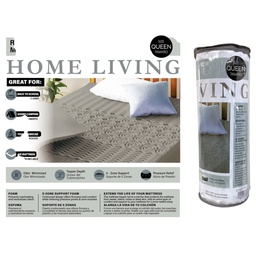 [720-1447365A] Home Living Reversibe Foam Mattress Topper Queen, Gray