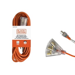 [973-BDE9720069] Black &amp; Decker 3-Outlet Outdoor Extension Cord 25 Ft., Orange