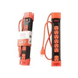[973-BDE9720025] Black &amp; Decker 6+1 Outlet Power Strip with Switch, Black/ Yellow