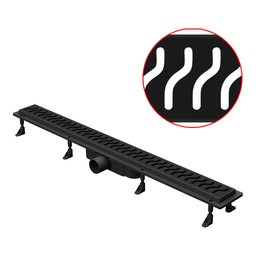 [P0383-PSDB-06K70-SA8303-GE8] Bahit Shower Drain Grid (SS 304-ABS) 80x6x1.5cm Black