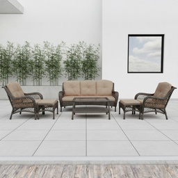 [854-ARCLCO] Ideal Furniture Arcline 6pc Patio Set, Coffee/ Khaki
