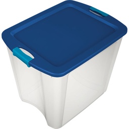 [14487404 / 14489604] Sterilite Latch &amp; Carry Storage Tote 26 Gal. Clear Base with Blue Lid