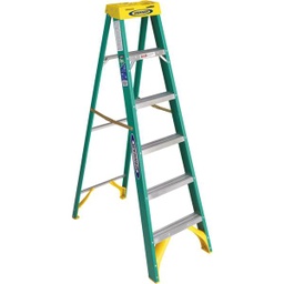 [5906] Werner 6 Ft. Fiberglass Step Ladder with 225 Lb. Load Capacity Type II Ladder Rating