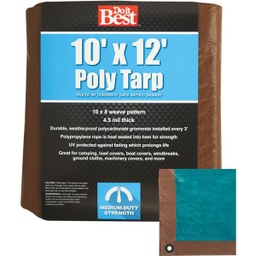 [764361] ****Do it Best Woven Medium Duty Poly Tarp 10x12ft Green/ Brown