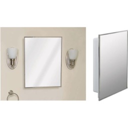[X311 / 5066592] Zenith Single Mirror Surface/Recess Mount Medicine Cabinet 16.13 In W x 20.13 In H x 3.25 In D Stainless Steel