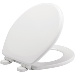 [43SLOW 000 / 7406051] Mayfair Round Wood Toilet Seat Closed-Front Slow-Close, White