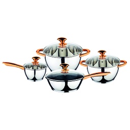 [HHKC-POTT-01018 / RHKV-6614 / RHKV-6614/ZY-132] Kaisa Villa 8pc Cookware Set SS