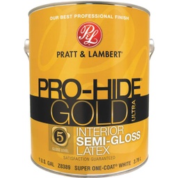 [028.0064000.007] Valspar Pro-Hide Gold Ultra Zero VOC Latex Semi-Gloss Interior Wall Paint, Super One-Coat White, 1 Gal.