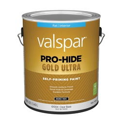 [028.0061004.007] Valspar Pro-Hide Gold Ultra Zero VOC Latex Flat Interior Wall Paint, Clear Base, 1 Gal.