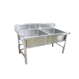 [HQ-2S1578/ZY-132 / PBWV-SLSS-01014 / RHHQ-2S1578] ^Royal Homes Double Sink with Stand 201 Stainless 150x70x80cm (59x27.5x31.5 In.)