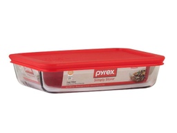 [1075430] Pyrex Simply Store Storage Plus Glass Container 3-cup Rectangle, Red Plastic Cover