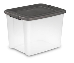 [19373V06] Sterilite Shelf Tote 50 Qt Clear w/Flat Grey Lid