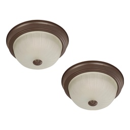 [RH9140-1 RHFMCL10792] Royal Homes Twin Pack 1-Light Indoor Ceiling Flush Mount Brown Finish E27 60W