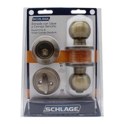 [B350ATL09] Schlage Knob and Single Cylinder Deadbolt Combo Atlas 609 BST 7707007712396