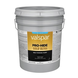 [028.0065000.008] Valspar Pro-Hide Gold Ultra Latex Flat Exterior House Paint, Super One-Coat White, 5 Gal.