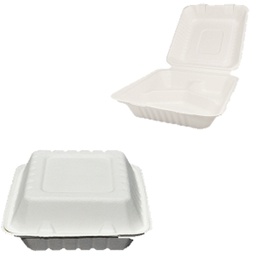 [20015193] ****Biopack 8.5In. Bagasse Meal Box 3 comp - 50ct