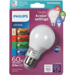 [568949  / 542803] Philips SceneSwitch Indoor/Outdoor 60W Equivalent Soft White A19 Medium LED Light Bulb