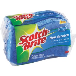 [MP-3-8-D] ****Scotch-Brite Zero Scratch Scrub Sponge, 4.4 In. x 2.6 In. x 0.7 In. Blue 3-Count