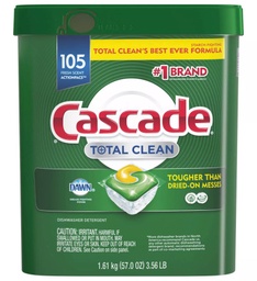 [990342295] Cascade Total Clean ActionPacs, Dishwasher Detergent, Lemon Scent, 105 Count